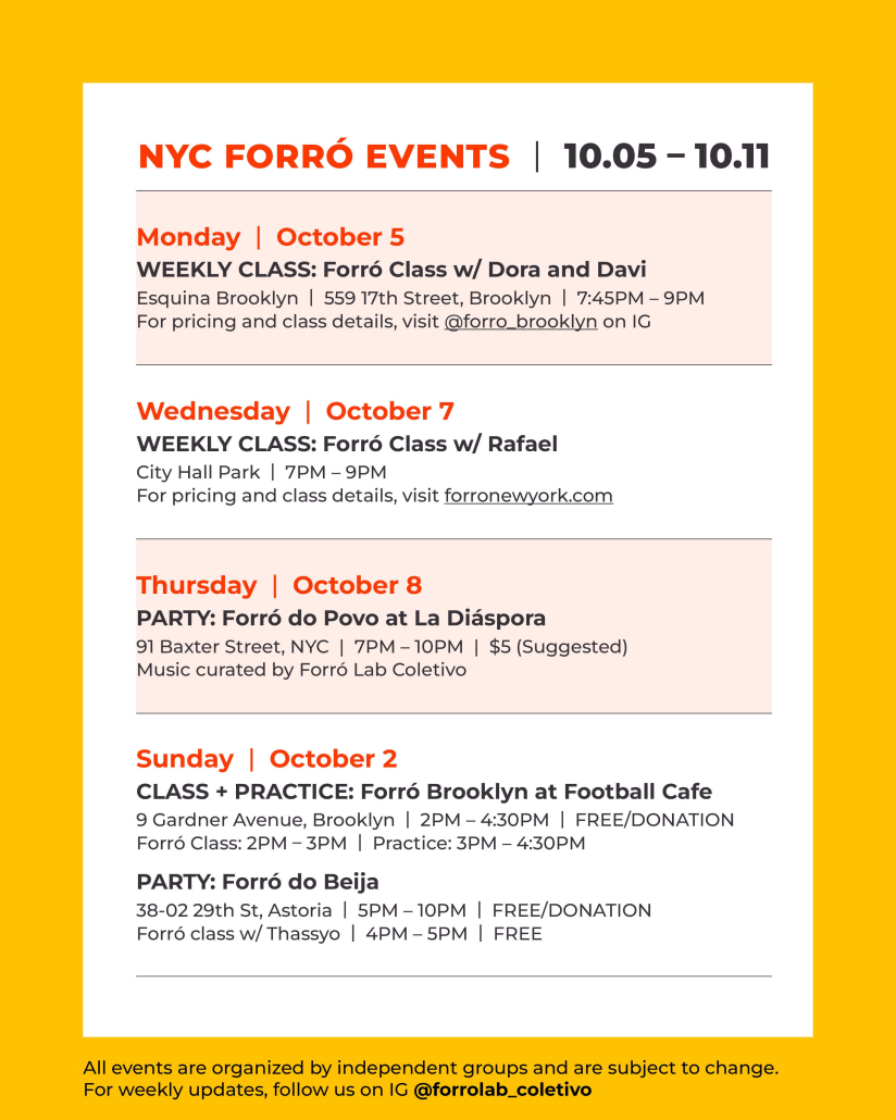 Forró Brooklyn Class & Practice at Football Cafe